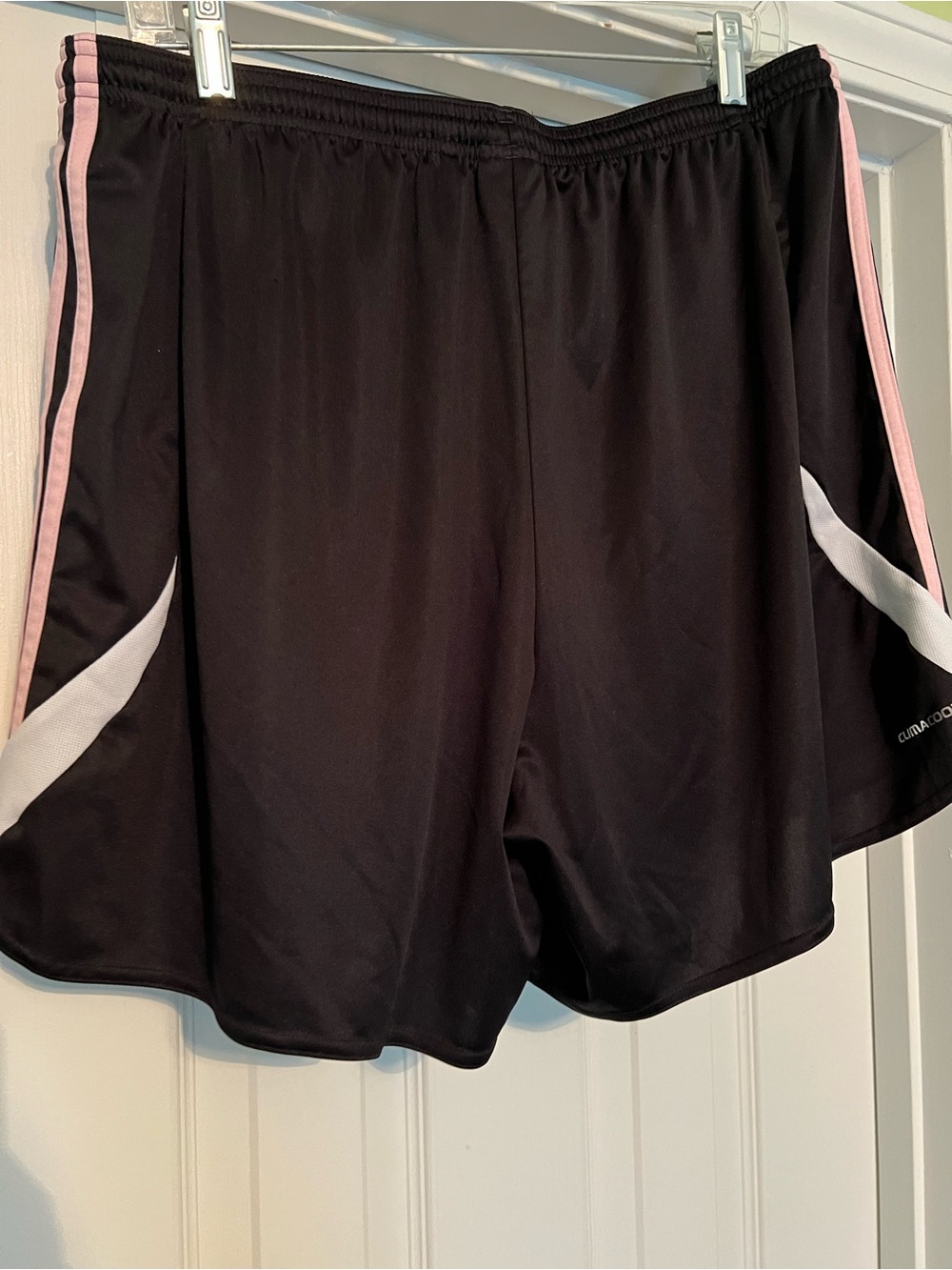 adidas Black Athletic Shorts with Pink and White Trim